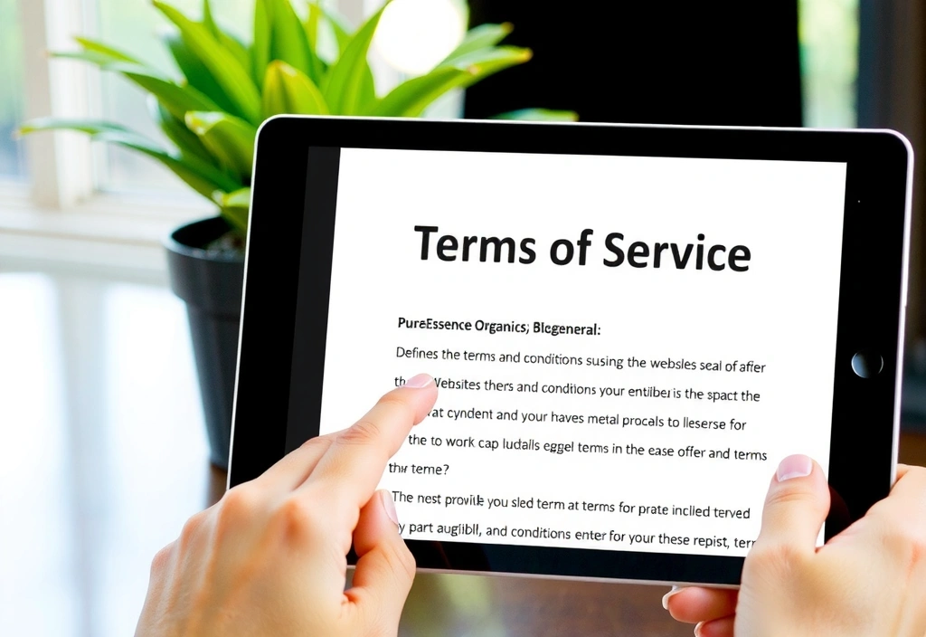 A person reviewing a legal document on a tablet, symbolizing terms and conditions